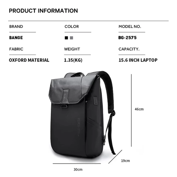 BANGE BG-2575 Anti-Theft Backpack