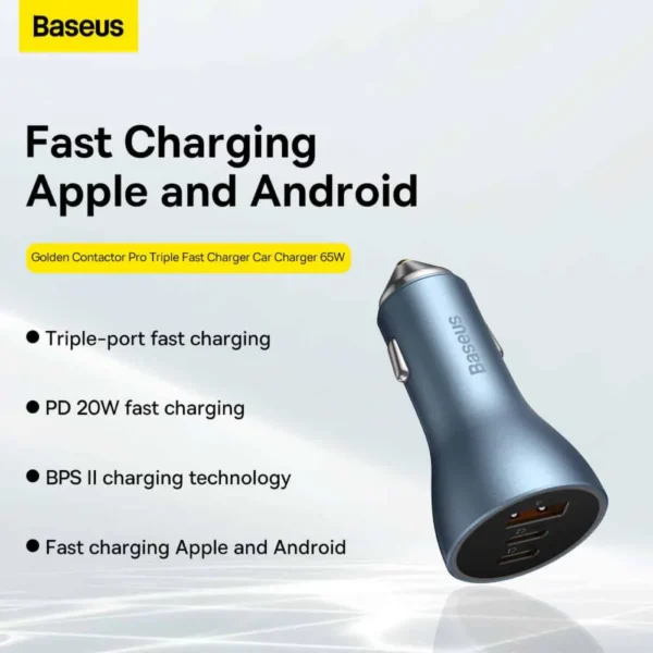 Baseus Golden Contactor Pro Car Charger 65W USB with Dual Type-C