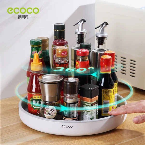 ECOCO 360 Rotating Round Spice Storage Rack Tray Kitchen Jar Storage