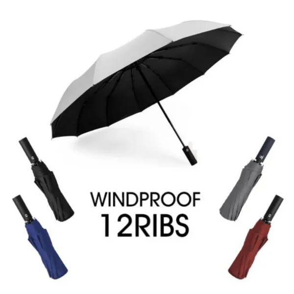 Fully Automatic 12 Rib Strong Wind Resistant Folding Umbrella