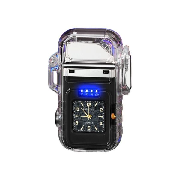 Transparent LED Arc Lighter with Flashlight & Clock