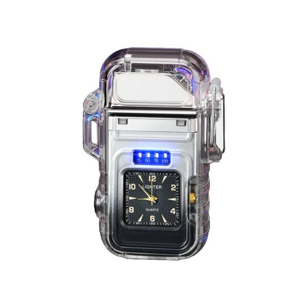 Transparent LED Arc Lighter with Flashlight & Clock