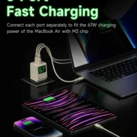 SHARGE Retro 67w USB C Power Display 3-Port Fast GaN Foldable Charger