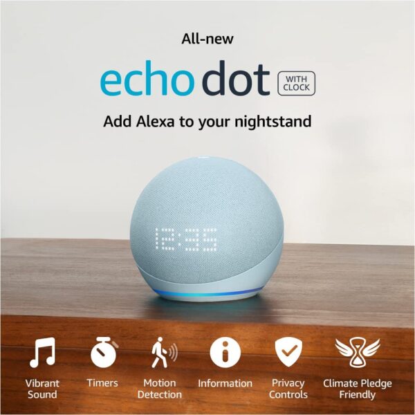 Echo Dot Smart Speaker with Clock