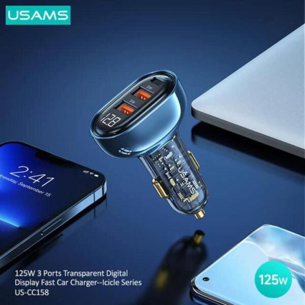 USAMS US-CC158 125W 3-Port Fast Car Charger