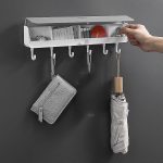 OUSUWO Wall-Mounted Storage Rack Shelf With Drawers Hooks