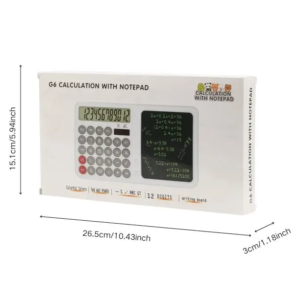 Dual Screen 12-Digit Desktop Calculator With Liquid Crystal Writing Tablet