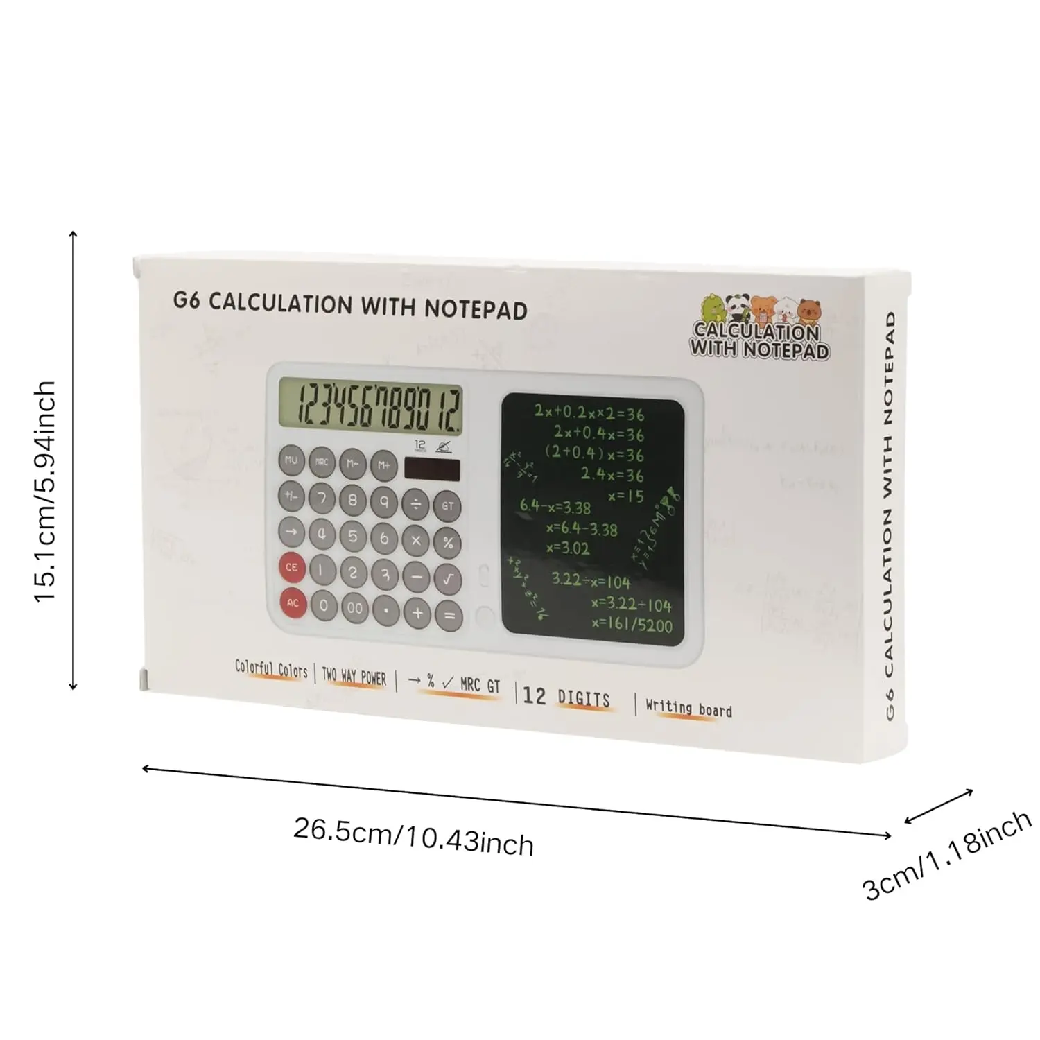 Dual Screen 12-Digit Desktop Calculator With Liquid Crystal Writing Tablet