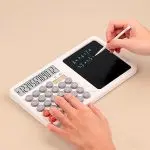 Dual Screen 12-Digit Desktop Calculator With Liquid Crystal Writing Tablet