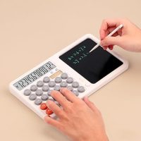 Dual Screen 12-Digit Desktop Calculator With Liquid Crystal Writing Tablet