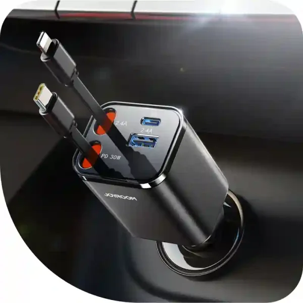 Joyroom JR CCL05 4in1 Retractable Car Charger